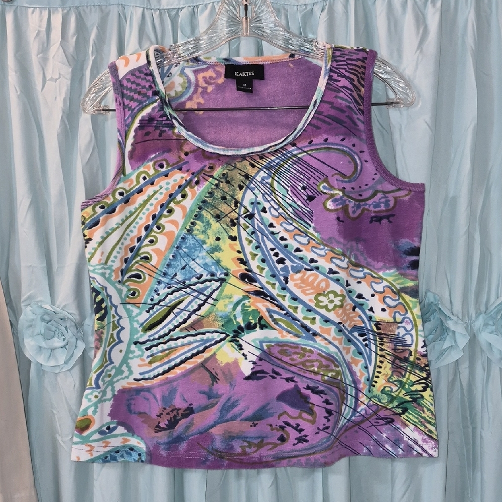 Kaktus Women's Multicolor Cotton Sleeveless Top Sz M
